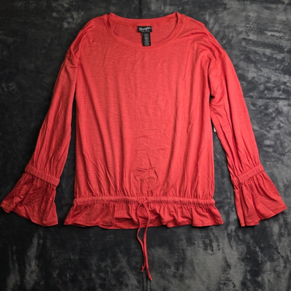 Wrangler Retro Womens Long Sleeve Ruffled Drawstrings Sz Medium
